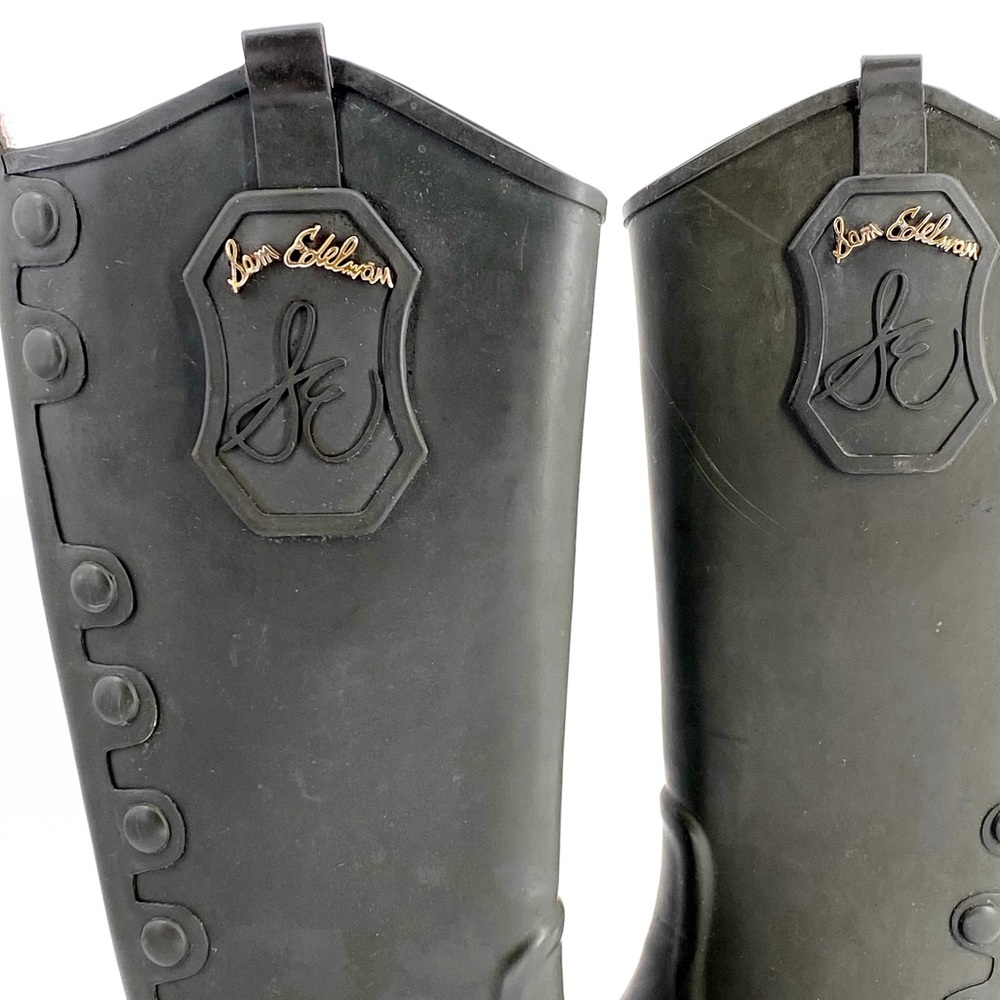 Sam Edelman Wellies Rain Boots Olive Equestrian 6M - Picture 2 of 9